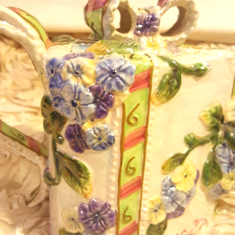Teapot Decorative Floral Ribbon - Ceramic - Picture 5 of 16